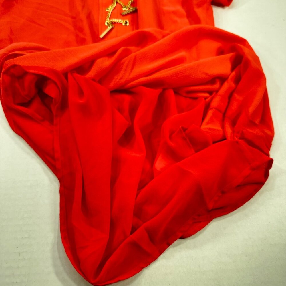 Michael Kors Women's Size Small Dress Short Sleeve Red Gold Chain Detail New - Picture 14 of 14